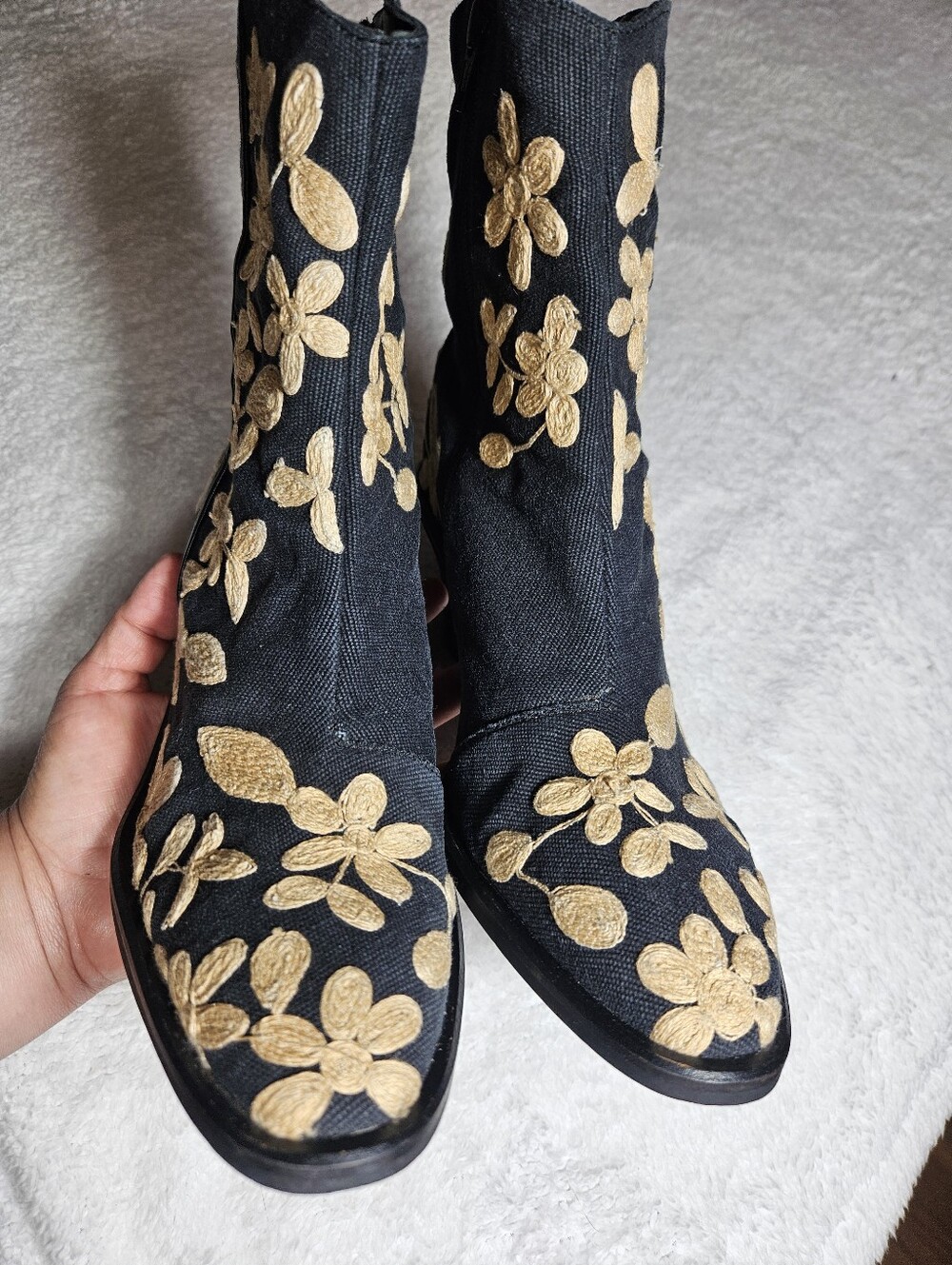 Free People Embroidered Barclay Black Ankle Boots with  Floral Embroidery - Picture 7 of 15